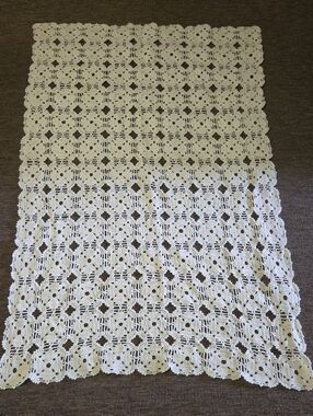 Handmade Crochet Blanket in Cream 59x39